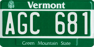 VT license plate AGC681