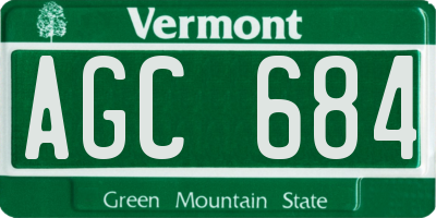 VT license plate AGC684