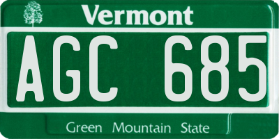 VT license plate AGC685
