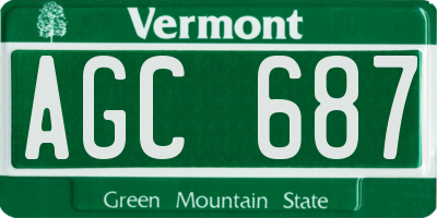 VT license plate AGC687