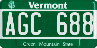 VT license plate AGC688