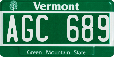 VT license plate AGC689