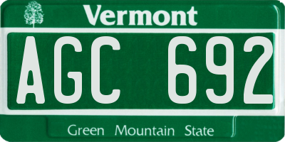 VT license plate AGC692