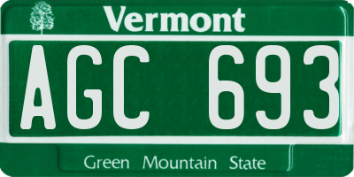VT license plate AGC693