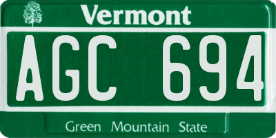 VT license plate AGC694