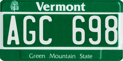 VT license plate AGC698
