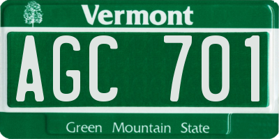 VT license plate AGC701