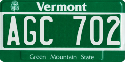 VT license plate AGC702