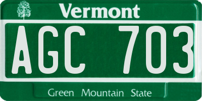 VT license plate AGC703