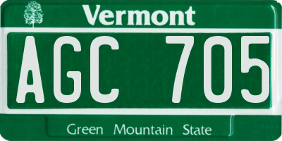VT license plate AGC705