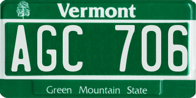 VT license plate AGC706