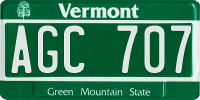 VT license plate AGC707