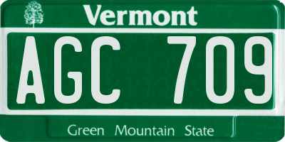 VT license plate AGC709