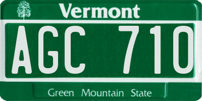 VT license plate AGC710
