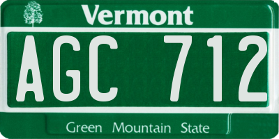 VT license plate AGC712