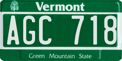 VT license plate AGC718