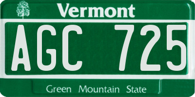 VT license plate AGC725
