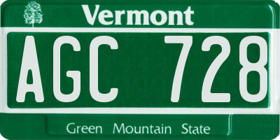 VT license plate AGC728