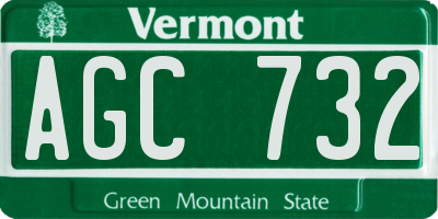 VT license plate AGC732