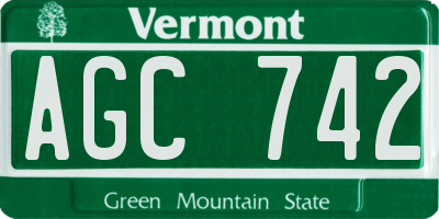 VT license plate AGC742