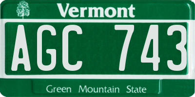 VT license plate AGC743