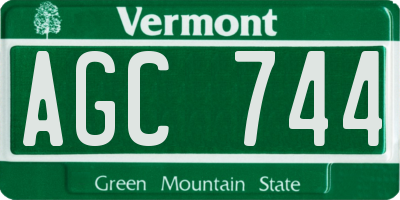 VT license plate AGC744