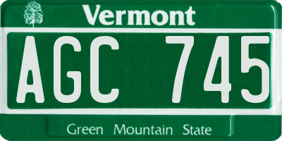 VT license plate AGC745