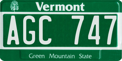 VT license plate AGC747