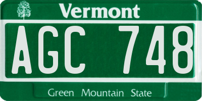 VT license plate AGC748