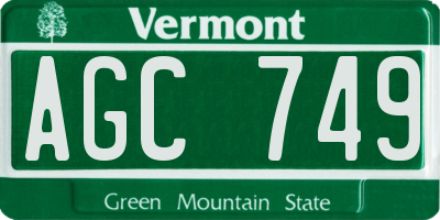 VT license plate AGC749