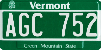 VT license plate AGC752