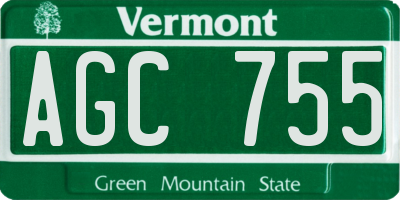 VT license plate AGC755