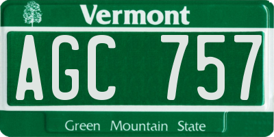 VT license plate AGC757