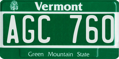 VT license plate AGC760