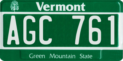 VT license plate AGC761