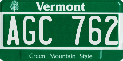 VT license plate AGC762