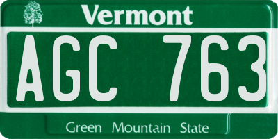 VT license plate AGC763
