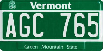 VT license plate AGC765