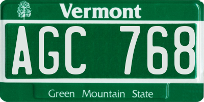 VT license plate AGC768