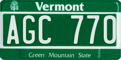 VT license plate AGC770