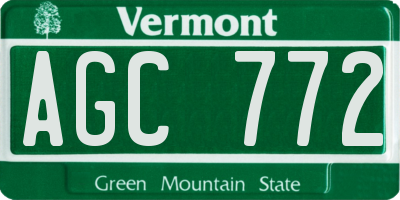 VT license plate AGC772