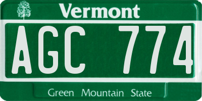 VT license plate AGC774