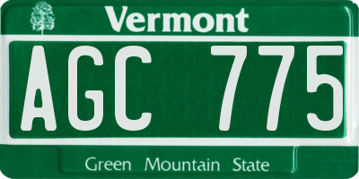 VT license plate AGC775