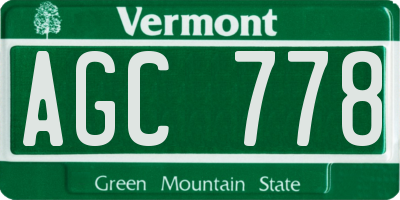 VT license plate AGC778