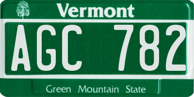 VT license plate AGC782