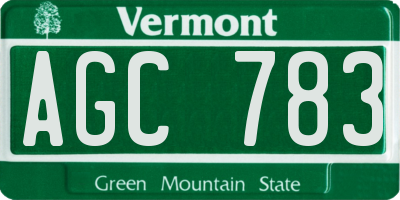 VT license plate AGC783