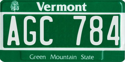 VT license plate AGC784
