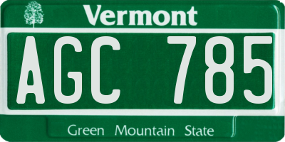 VT license plate AGC785