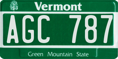 VT license plate AGC787
