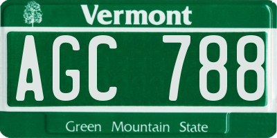VT license plate AGC788